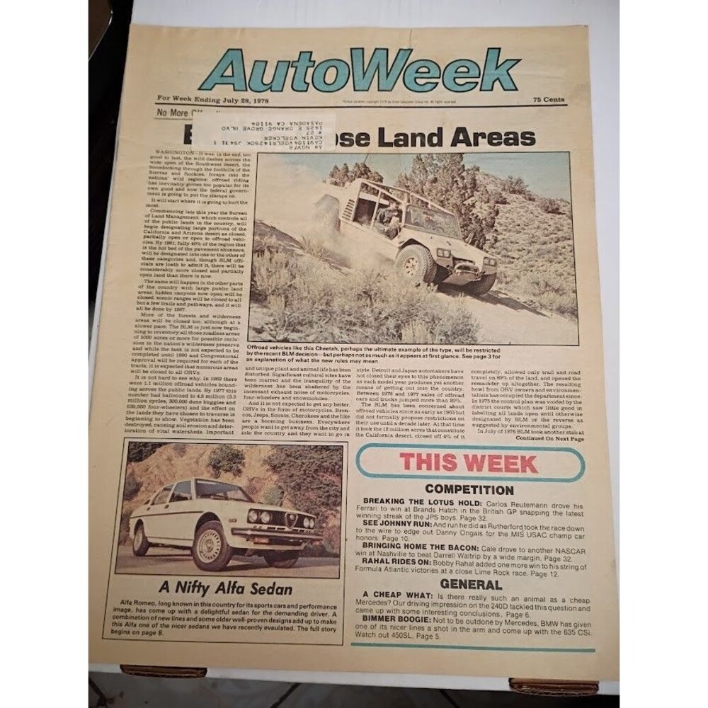 AutoWeek Magazine - July 28, 1978 - Picture 1 of 1
